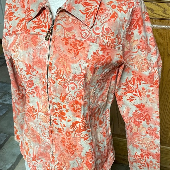 Christopher & Banks zip floral denim jacket - Picture 3 of 9